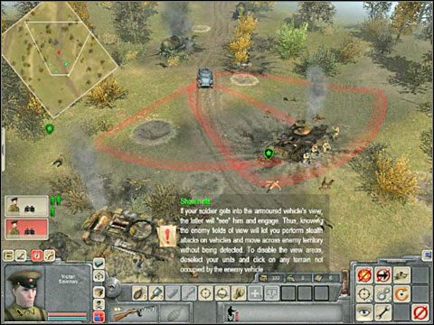 Pogadaj z nim chwilę, gdy w końcu do niego dotrzesz, a potem ruszaj dalej, w kierunku pobliskich okopów - Misja 1 Baptism by Fire (cz.1) - Kampania radziecka - Men of War - poradnik do gry