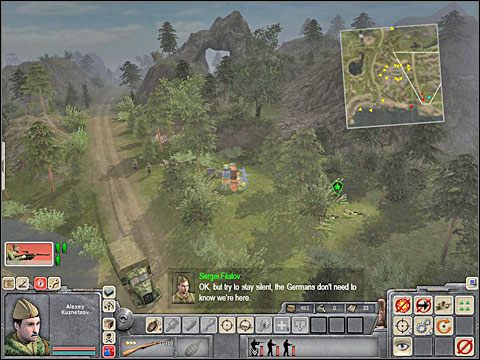 Przedostań się nim w pobliże skrzyżowania dróg, którego jedna odnoga prowadzi do niemieckiej bazy na tym terenie - Misja 8 Chasing Shadows (cz.1) - Kampania radziecka - Men of War - poradnik do gry