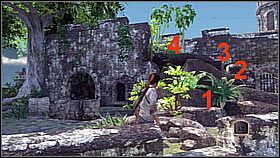 Ruszył dalej przejściem otwartym przez nieżyjącego już bandytę i wbiegł schodami pod górę - Rozdział 6 Unlocking the Past | Przygoda | Solucja Uncharted Drakes Fortune - Uncharted: Drakes Fortune - poradnik do gry