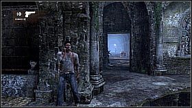Na pierwszej linie Drake rozbujał się porządnie i przeskoczył w prawo na gzyms - Rozdział 15 On the Trail of the Treasure | Przygoda Uncharted Drakes Fortune - Uncharted: Drakes Fortune - poradnik do gry