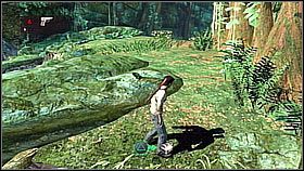 Golden Toothpick - po wizycie we wraku samolotu i wystrzelaniu dwóch grup wrogów wybiegamy na nadbrzeżną skarpę i jesteśmy świadkami aktywowania pułapki na unieuważnym wrogu - Rozdziały 4, 5 | Skarby Uncharted Drakes Fortune - Uncharted: Drakes Fortune - poradnik do gry