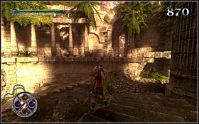 Wyjście z etapu znajduje się na wyższej półce, na którą trafisz wykonując podwójny skok, bądź też korzystając z dłuższej drogi - schodów - [ETAP] Ruiny Nad Morzem | X-Blades - X-Blades - poradnik do gry