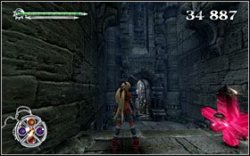 Wyjście z etapu znajduje się na końcu przejścia, tuż za zakrętem, obok drugiego z dostępnych na arenie czerwonych kryształów - [ETAP] Kamienna Aleja | X-Blades - X-Blades - poradnik do gry