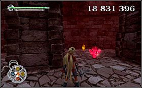 Poszukiwany fragment artefaktu ukryty został w sarkofagu, tuż za czerwonym kryształem (na górnej części areny, tuż przed wyjściem) - [ETAP] Dwie Wieże | X-Blades - X-Blades - poradnik do gry