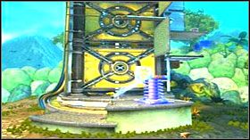 Przejdź na rękach w prawo i obróć kluczem platformę tak, aby byłą w poziomie - Hoolefar Island (2) | Opis przejścia Ratchet & Clank Quest for Booty - Ratchet & Clank: Quest for Booty - poradnik do gry