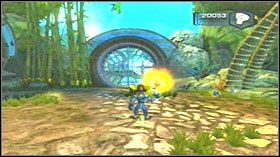 Przejdź przez nią i użyj klucza, aby stworzyć linę, co umożliwi Ci przejście nad przepaścią - Hoolefar Island (2) | Opis przejścia Ratchet & Clank Quest for Booty - Ratchet & Clank: Quest for Booty - poradnik do gry