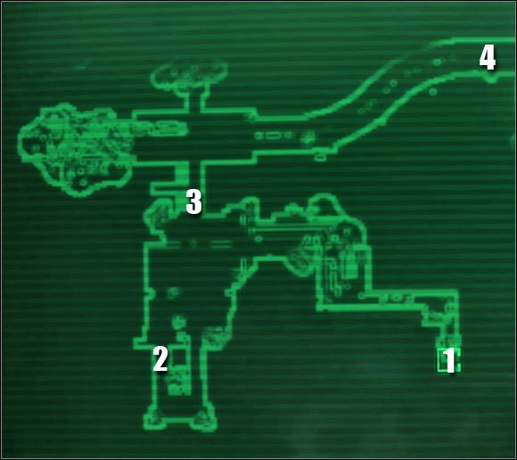 Oznaczenia na mapie: 1 - wejście do podziemi - Główne questy - Quest 3 (cz.2) | Broken Steel | Fallout 3 - Fallout 3 - poradnik do gry