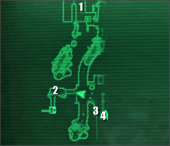 Oznaczenia na mapie: 1 - przejście do części północnej - Główne questy - Quest 3 (cz.4) | Broken Steel | Fallout 3 - Fallout 3 - poradnik do gry
