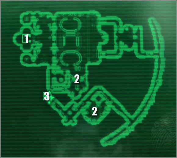 Oznaczenia na mapie: 1 - teleporter do: Laboratorium biologiczne - Główne questy - QUEST 3 (cz.5) | Mothership Zeta | Fallout 3 - Fallout 3 - poradnik do gry