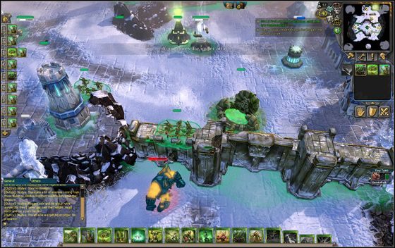 Przy wschodnim górnym murze schodzisz częścią łuczników i wystawiasz ich przed ścianę, by zabijali pojawiające się co jakiś czas latające jednostki Zmierzchu, które atakują Twoich Dronesów - [Przykładowy scenariusz] Defending Hope cz.1 | BattleForge - BattleForge - poradnik do gry