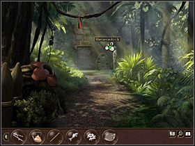 Dotarłszy do miejsca, w którym uwięziona jest Sam, Max kryje się za drzewem - Indonezja - Dżungla (cz.2) | Tajne akta 2 Puritas Cordis - Tajne akta 2: Puritas Cordis - poradnik do gry