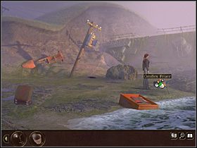 Teraz jedno wiadro instaluje na wieszaku, a na drugie nakłada opaski opatrunkowe i przez tak stworzony filtr nabiera do niego morskiej wody - Francja - Wybrzeże | Tajne akta 2 Puritas Cordis - Tajne akta 2: Puritas Cordis - poradnik do gry