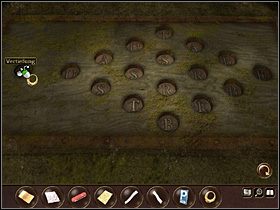 Kiedy trzy otwory nakładają się na siebie, za tarczami ujawnia się skrytka, z której dziewczyna zabiera złoty pierścień - Francja - Gatineau (cz.2) | Tajne akta 2 Puritas Cordis - Tajne akta 2: Puritas Cordis - poradnik do gry