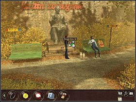 Nina wraca pod wejście do zoo (w prawo), gdzie podnosi z ziemi puszkę po napoju (pomiędzy pierwsza ławką a pomnikiem), a z pomnika zabiera czerwony lakier do paznokci (po prawej) - Francja- Paryż (cz.3) | Tajne akta 2 Puritas Cordis - Tajne akta 2: Puritas Cordis - poradnik do gry