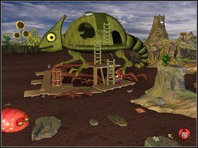 Podnieś kawałek deski , kliknij na skałę , a następnie użyj deski na błocie - Etap dziewiąty - Mechaniczny kameleon | Gobliiins 4 - Gobliiins 4 - poradnik do gry