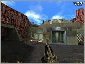 Tuż po wyjściu na zewnątrz będziesz zmuszony stawić czoła żołnierzowi oraz dwóm wieżyczkom strzelniczym, umieszczonym na dachu budynku [#402] - [Opis przejścia Half-Life] Questionable Ethics - cz. 2 - Half-Life - poradnik do gry