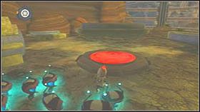 Skręć w prawo i idź wzdłuż krawędzi aż zobaczysz świecącą kulę - Lombax Ruins, Planet Fastoon | Opis przejścia - Ratchet & Clank: Tools of Destruction - poradnik do gry