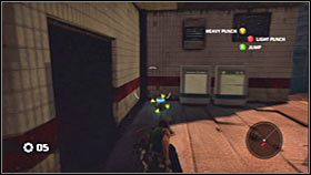 W celu przedostania się do widocznego w oddali budynku musisz skorzystać z wystającego z ziemi metalowego pręta - Rozdział 2 - Trent Industrial District III | Akt 1 Bionic Commando - Bionic Commando - poradnik do gry