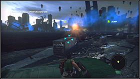 Przeskakuj z pomocą linki na kolejne przewrócone pojazdy - Rozdział 2 - Trent Industrial District IV | Akt 1 Bionic Commando - Bionic Commando - poradnik do gry