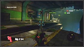 Kieruj się w stronę widocznej w oddali rampy, prowadzącej na wyższy poziom - Rozdział 1 - Saints End Station | Akt 2 Bionic Commando - Bionic Commando - poradnik do gry