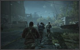 Następnie dołącz do reszty swoich towarzyszy [1] i wyruszcie wzdłuż ulicy [2] - Rozdział 1 - Los Angeles 2016 (cz.1) | Opis przejścia | Terminator Ocalenie - Terminator: Ocalenie - poradnik do gry