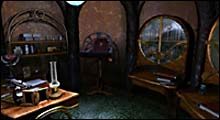 Spójrz w prawo, na stojaku zobaczysz przygotowywaną właśnie książkę - Myst III: Exile - poradnik do gry