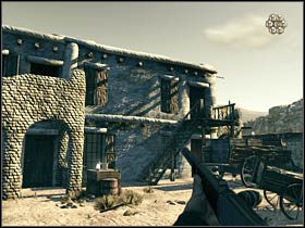 Kolejnym krokiem potrzebnym do wykonania zlecenia, jest dostanie się do wnętrza budynku - Opis przejścia (2) | Rozdział VI | Call of Juarez Więzy Krwi - Call of Juarez: Więzy Krwi - poradnik do gry