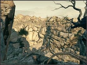 W trakcie wykonywania zadania ze skradzionym bydłem dotrzesz do miejsca, gdzie podążać będziesz wzdłuż wysokiego wąwozu - Sekrety | Rozdział VI | Call of Juarez Więzy Krwi - Call of Juarez: Więzy Krwi - poradnik do gry