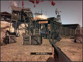 W momencie, gdy przejście zostanie odblokowane i dwaj bracia znów się połączą, podążaj za jednym z nich w kierunku szopy z napisem explosives - Opis przejścia (2) | Rozdział VII | Call of Juarez Więzy Krwi - Call of Juarez: Więzy Krwi - poradnik do gry