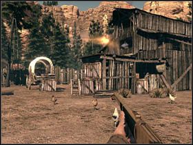 Po wyeliminowaniu wszystkich, przejdź do drugiej części farmy - Opis przejścia (1) | Rozdział VIII | Call of Juarez Więzy Krwi - Call of Juarez: Więzy Krwi - poradnik do gry