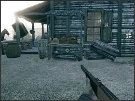 Pierwszy sekret znajduje się koło sklepu z amunicją, obok skrzynki z jabłkami - Sekrety | Rozdział VIII | Call of Juarez Więzy Krwi - Call of Juarez: Więzy Krwi - poradnik do gry