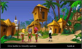 Jeżeli chcemy sobie zaoszczędzić zbędnych podróży po piekle, wychodzimy z wioski kanibali, następnie znów do niej wchodzimy - Cz. III - Pod małpią wyspą (2) - Opis przejścia - The Secret of Monkey Island: Special Edition - poradnik do gry