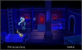 Wracamy do pomieszczenia po lewej, łaskoczemy śpiącego ducha pirata, używając pióra (ghost feather ) na jego stopach - Cz. III - Pod małpią wyspą (3) - Opis przejścia - The Secret of Monkey Island: Special Edition - poradnik do gry