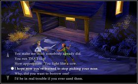 Rozmawiamy z mistrzynią i wyzywamy ją na pojedynek (My name is Guybrush Threepwood - Cz. I - Trzy próby (Opanowanie fechtunku - 2) - Opis przejścia - The Secret of Monkey Island: Special Edition - poradnik do gry