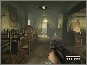 Zbliż się do drabiny, a główny bohater automatycznie wyjdzie po niej na górę - Etap 1 - Stacja kolejowa (cz.1) | Opis przejścia Wolfenstein - Wolfenstein - poradnik do gry