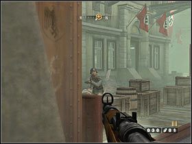 Zauważ, że gra przełączyła aktywną broń na karabin Kar98 - Etap 1 - Stacja kolejowa (cz.1) | Opis przejścia Wolfenstein - Wolfenstein - poradnik do gry