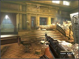 Do dalszej części tej sali prowadzi wąskie przejście zlokalizowane w pobliżu kas biletowych - Etap 1 - Stacja kolejowa (cz.2) | Opis przejścia Wolfenstein - Wolfenstein - poradnik do gry