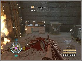 Po wyjściu na górę szybko przebiegnij do przodu, tak by uniknąć skutków potężnej eksplozji - Etap 9 - Pieczary (cz.3) | Opis przejścia Wolfenstein - Wolfenstein - poradnik do gry