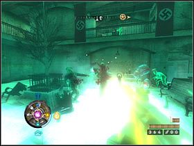 Dwóch przeciwników stojących najbliżej możesz załatwić od razu - Etap 13 - Szpital (cz.1) | Opis przejścia Wolfenstein - Wolfenstein - poradnik do gry