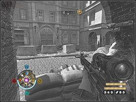 W oddali znajdują się stanowiska maszynowe, których nie możesz z tego miejsca zniszczyć - Etap 19 - Radiostacja | Opis przejścia Wolfenstein - Wolfenstein - poradnik do gry