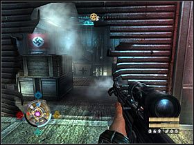 Wraz z drugą grupą przeciwników pojawi się dobrze Ci już znany opancerzony żołnierz, korzystający z pistoletu Tesli - Etap 22 - Zeppelin (cz.1) | Opis przejścia Wolfenstein - Wolfenstein - poradnik do gry