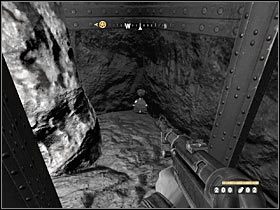 Sekret 14 (Pieczary): W pomieszczeniu z generatorem zeskocz z metalowego balkoniku i zbadaj obszar pod tą konstrukcją - Etap 8 i 9 - Złoto (cz.2) | Sekrety Wolfenstein - Wolfenstein - poradnik do gry