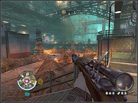 Sekret 19 (Pieczary): Po wyjściu z budynku, nad polem siłowym broniącym dostępu do korytarzy z potworami - Etap 8 i 9 - Złoto (cz.2) | Sekrety Wolfenstein - Wolfenstein - poradnik do gry