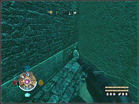 Sekret 8 (wschodnie centrum): Zanim jeszcze ruszysz kanałami na południowy-wschód, obróć się na północ i zlokalizuj niewidzialną drabinę na lewej ścianie - Etap 15 i 18 - Złoto (cz.2) | Sekrety Wolfenstein - Wolfenstein - poradnik do gry