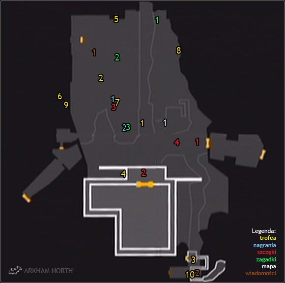 1 - Arkham North - Mapa | Sekrety | Batman Arkham Asylum - Batman: Arkham Asylum - poradniki