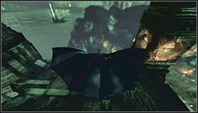 Po dotarciu na samą górę (pierwszy screen) zbliż się do krawędzi i poszybuj na zachód - Pozostałe | Sekrety | Batman Arkham Asylum - Batman: Arkham Asylum - poradniki