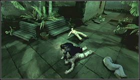 Musisz się tu wspiąć na wyższe półki, a następnie w pokazanym na pierwszym screenie miejscu użyć haka - Botanical Gardens (cz.1) | Opis przejścia Batman Arkham Asylum - Batman: Arkham Asylum - poradniki