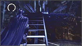 Przejdź kawałek dalej i ustaw się w pokazanym na pierwszym screenie miejscu, odczekując aż zostaniesz wpuszczony do sekcji The Batcave - Caves #2 (cz.2) | Opis przejścia Batman Arkham Asylum - Batman: Arkham Asylum - poradniki
