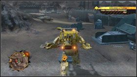 Drugi natomiast kryje pod garażem po lewej stronie miłą niespodziankę w postaci mecha #1 - Misje główne - Badlands - Guerrilla - Red Faction: Guerrilla - poradnik do gry