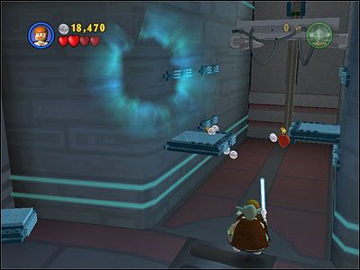 Gdy otworzą się drzwi, przejdź przez nie i pokonaj grupę szturmowców - Chapter 5 - Ruin of the Jedi - Story Mode - Episode 3 - LEGO Star Wars: The Complete Saga - poradnik do gry
